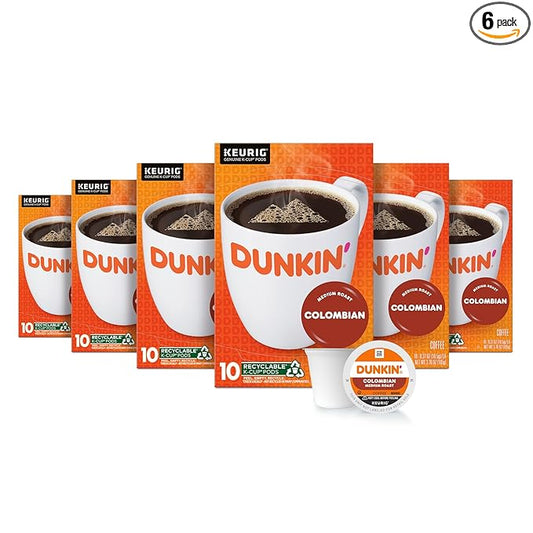 Dunkin' Colombian Medium Roast Coffee, 60 Keurig K-Cup Pods