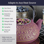 Load image into Gallery viewer, Large Japanese Cast Iron Teapot Capacity 40Oz with Trivet and Loose Leaf Tea Infuser, Cast Iron Tea Kettle Stovetop Safe. Tetsubin Coated with Enamel Interior - Purple Teapot