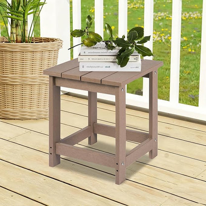 LZRS Adirondack Square Outdoor Side Table for Patio, Pool Composite Patio Table,HDPE End Tables for Backyard,Pool, Indoor Companion, Easy Maintenance & Weather Resistant(Weather Wood)