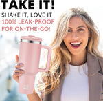 Load image into Gallery viewer, WETOWETO 40oz Tumbler with Handle and Lid | 100% Leakproof Insulated Stainless Steel Travel Mug | Keeps Cold 34Hrs/Hot 10Hrs | Dishwasher Safe, Fits Car Cup Holder (Blush Color)