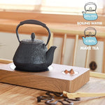 Load image into Gallery viewer, Cast Iron Teapot, 32oz Tea Kettle with Infuser for Stove Top, Sakura Blossom Pattern Japanese Tea Pot for Tea &amp; Coffee Coated with Enameled Interior, Silicone Handle 950ml black