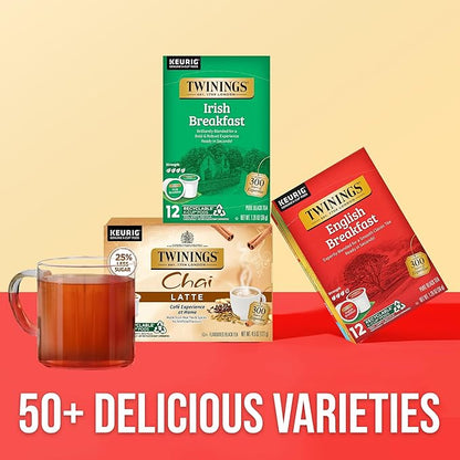 Twinings Irish Breakfast Black Tea 72 K-Cup Pods for Keurig, 12 Count (Pack of 6), Robust, Strong, Bold Flavour, Caffeinated, Enjoy Hot or Iced