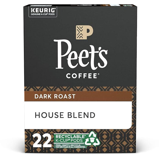 Peet's Coffee House Blend, Dark Roast, K-Cup Coffee Pods for Keurig Coffee Maker, 22 Count (Pack of 1)