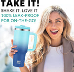 Load image into Gallery viewer, 40oz Tumbler with Handle | Insulated Stainless Steel Travel Mug | 34Hrs Cold &amp; 10Hrs Hot Retention | 100% Leakproof Lid &amp; Straw | Dishwasher Safe + Car Cup Holder Fit (Light Dark Blue Gradient)