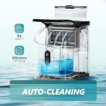EUHOMY Ice Cube Maker Machine Countertop with External Water Tank, 34Lbs, 16Pcs Ready in 13 Mins, 2 Ways to Add Water, Auto-Cleaning, with Ice Scoop & Basket, for Home/Kitchen/Office/Bar (Silver)