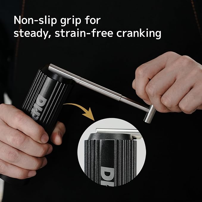 DHPO Sky-Two Manual Coffee Grinder With 7 Axis Stainless Steel Conical Burr Mill, Portable Hand Coffee Grinder With Foldable Handle For Espresso, Drip, French Press, Camping, Travel, Home, Black
