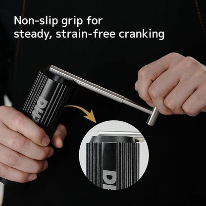 DHPO Sky-Two Manual Coffee Grinder With 7 Axis Stainless Steel Conical Burr Mill, Portable Hand Coffee Grinder With Foldable Handle For Espresso, Drip, French Press, Camping, Travel, Home, Black