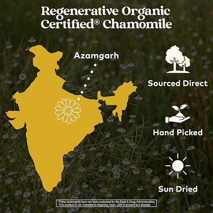 Organic India Purely Chamomile Tea- Regenerative Organic Chamomile Flowers, Caffeine Free, Calming & Relaxing Herbal Tea, Pure Chamomile, Natural Support for Sleep & Relaxation- 18 Tea Bags, Pack of 6