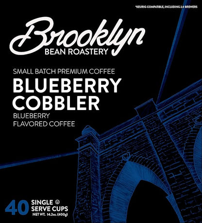 Brooklyn Beans Blueberry Cobbler Coffee Pods, Flavored Gourmet Pack, 40 Count - Compatible with Keurig 2.0 K Cup Brewers - Premium Quality, Rich and Smooth Taste, Single Serve Pods