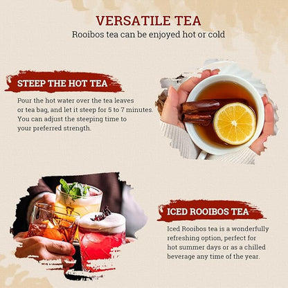 52USA Rooibos Tea Organic, 100 Tea bags, Pure Premuim Rooibos Tea, Naturally Sweet Herbal Tea, Caffeine Free Rooibos Tea, Farmed in South Africa, 9oz (250g)