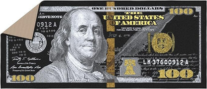 Ottomanson 22" x 53" $100 Bill Money Rug - Durable & Non-Slip Area Rug - Fun & Eye-Catching Decor for Bedroom, Office, Game Room & Man Cave - Unique Gift for & Trendy Home Decor, Black/Gold