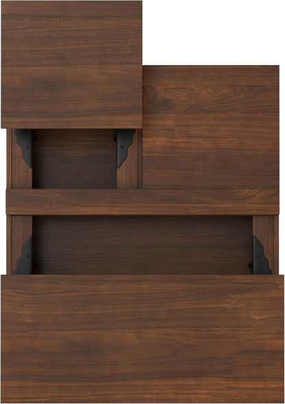 SIMPLIHOME Hunter Lift Top Coffee Table - 32 inch Wide Solid Walnut Veneer and Metal Industrial Square Cocktail Table, Living Room Table with Dual Lift Tops, Hidden Storage and Hairpin Legs