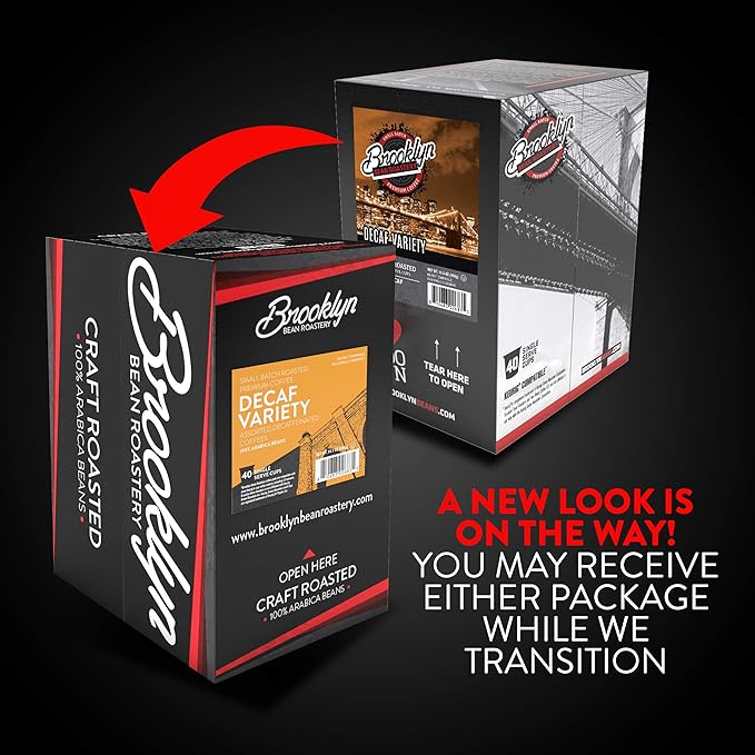 Brooklyn Beans Coffee Pods, Assorted Decaf Variety Pack - Compatible with Keurig K Cup Brewers Including 2.0 Coffee Makers, 40 Count, Perfect for Decaf Coffee Lovers