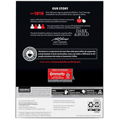 Community Coffee Dark & Bold Intense Blend 24 Count Coffee Pods, Compatible with Keurig 2.0 K-Cup Brewers, 24 count (Pack of 1)