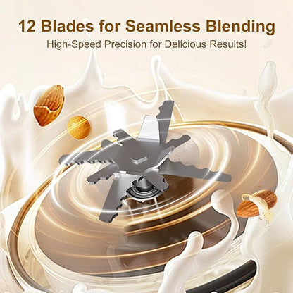 8 in 1 Automatic Nut Milk Maker, 41oz Homemade Soybean Milk, Almond Milk, Oat Milk and Juice, Electric Bean and Nut Milk Machine with Appointment Timer, Keep Warm and Self-cleaning Function, Beige