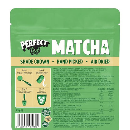 Perfect Ted Matcha Powder | Vanilla Bean Flavor 75g | Matcha Powder Ceremonial Grade | Single-Origin Uji, Japan | Matcha Green Tea Powder (30 Servings)