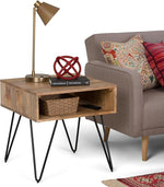 Load image into Gallery viewer, SIMPLIHOME Hunter SOLID MANGO WOOD and Metal 22 inch Wide Square Industrial End Side Table in Natural for the Living Room and Bedroom