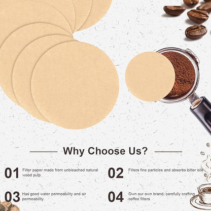 400Pcs Replacement Coffee Filter Paper, 2.5in Unbleached Natural Round Coffee Filter Coffee Accessories Compatible with Aeropress Coffee Makers