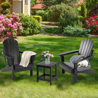 LZRS Adirondack Square Outdoor Side Table for Patio, Pool Composite Patio Table,HDPE End Tables for Backyard,Pool, Indoor Companion, Easy Maintenance & Weather Resistant(Black)