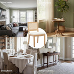 Load image into Gallery viewer, French Country Dining Chairs Set of 6, Beige Modern Kitchen &amp; Dining Room Chairs, Rattan Dining Chair with Linen Upholstered Cushion, Low Cane Back, Wood Legs, Sillas de Comedor (Beige, 6 Pcs)