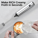 Load image into Gallery viewer, YARRAMATE Rechargeable Milk Frother Wand Handheld With Stand, 3 Speed Adjustable Drink Mixer with 2 Whisks, Stainless Steel Electric Stirrer for Coffee, Lattes, Protein Shakes, Matcha, Egg