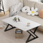 Load image into Gallery viewer, Coffee Table White Living Room Center Table, Simple Modern Faux Marble Rectangular Tea Table with Sturdy Black Metal Frame,Industrial Wooden Coffee Table for Bedroom Home Office