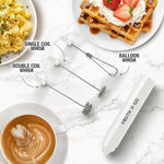 Load image into Gallery viewer, Zulay Kitchen FrothMate Powerful Milk Frother Portable &amp; Compact Handheld Foam Maker Lattes, Cappuccinos (Blizzard White, Froth N Go)
