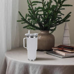 Load image into Gallery viewer, 30oz Tumbler with Handle, Insulated Leak Proof Coffee Travel Mug with Straw Lid Double Wall Stainless Steel Vacuum Tumblers Metal Cup Keep Hot and Iced Drink for Gym, Office, Camping, White 1 Pack