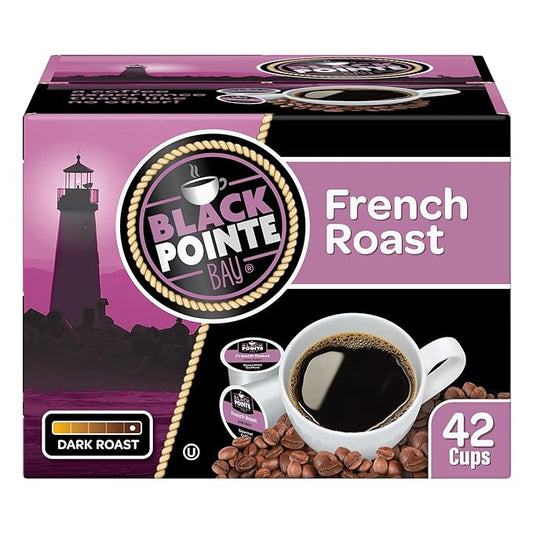 Black Pointe Bay Coffee French Roast, Dark Roast, 42 Count, Single Serve Coffee Pods for Keurig K-Cup Brewers