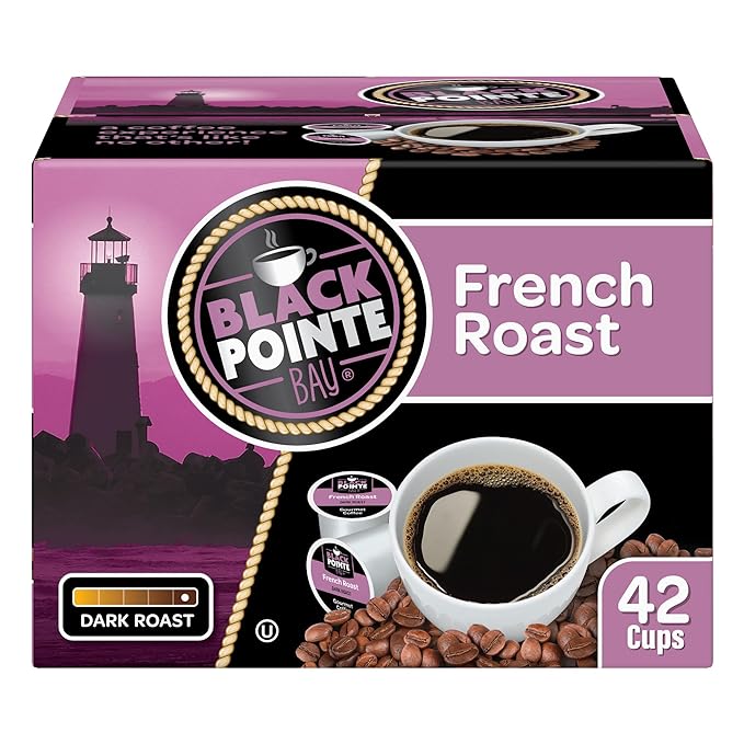 Black Pointe Bay Coffee French Roast, Dark Roast, 42 Count, Single Serve Coffee Pods for Keurig K-Cup Brewers