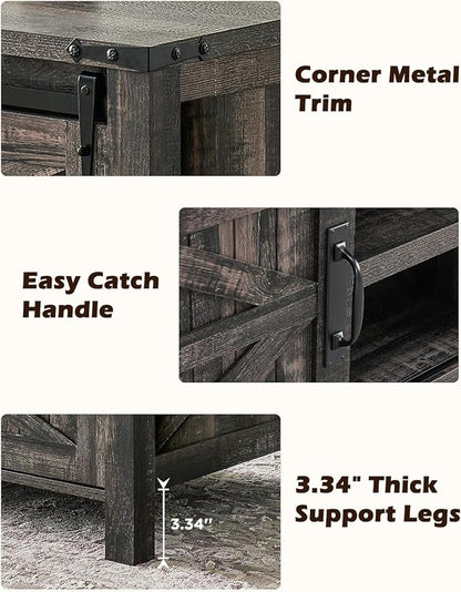 OKD 48" Farmhouse Lift Top Coffee Table with Sliding Barn Door,Rustic Center Table with Hidden Storage Compartment,Lifting Tabletop and Adjustable Shelf for Living Room,Office,Dark Rustic Oak