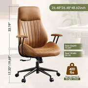High Back Office Chair,Modern Swivel Office Chair,Brown Suede Fabric Gaming Chair,Height Adjustable Home Office Desk Chair with Lumbar Support