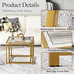 Load image into Gallery viewer, VILAWLENCE Coffee Table Set of 2, Modern Gold Glass Side Table, Metal Frame Square End Table, Center Tables, Nesting Coffee Table for Living Room, Bedroom and Small Spaces, 23.6in