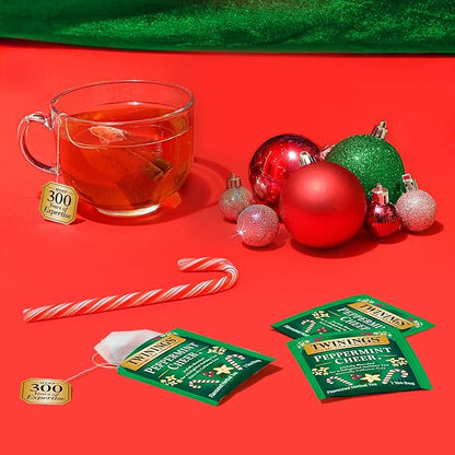 Twinings Peppermint Cheer Herbal Tea Individually Wrapped Bags, 20 Count (Pack of 1), Peppermint & Vanilla, Naturally Caffeine-Free, Enjoy Hot or Iced, 20 Teabags