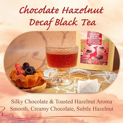WT WEETEE Chocolate Hazelnut Decaf Black Tea Bags 50 Count, No Sugar, Nut-Free, Flavored CO₂ Decaffeinated Black Tea, Rich & Smooth Gourmet Dessert Tea