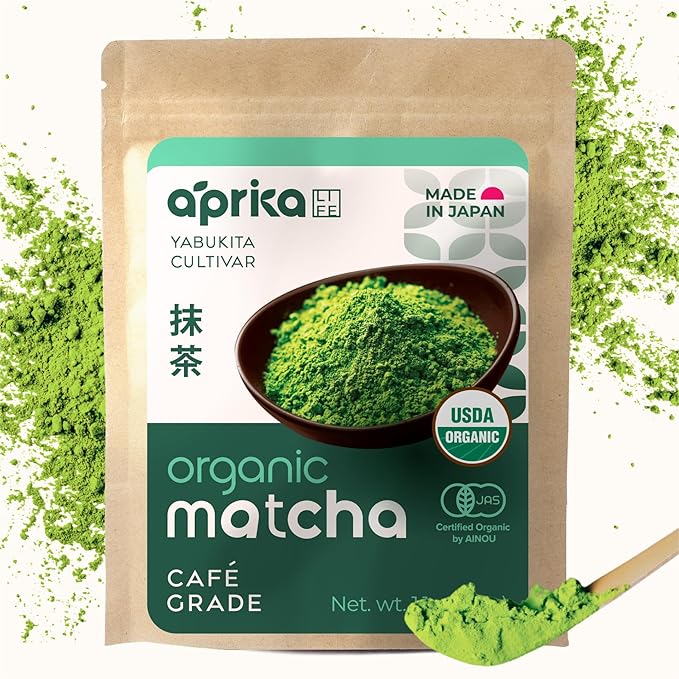 AprikaLife Matcha Powder from Japan, USDA and JAS Organic Matcha Green Tea Powder, No Sugar Added, Perfect for Matcha Latte, Japanese Green Tea - Premium Cafe Grade - 1 oz/ 30g