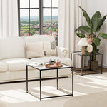 Load image into Gallery viewer, VILAWLENCE Coffee Table Set of 2, Modern Black Glass Side Table, Metal Frame Square End Table, Center Tables, Nesting Coffee Table for Living Room, Bedroom and Small Spaces, 23.6 in