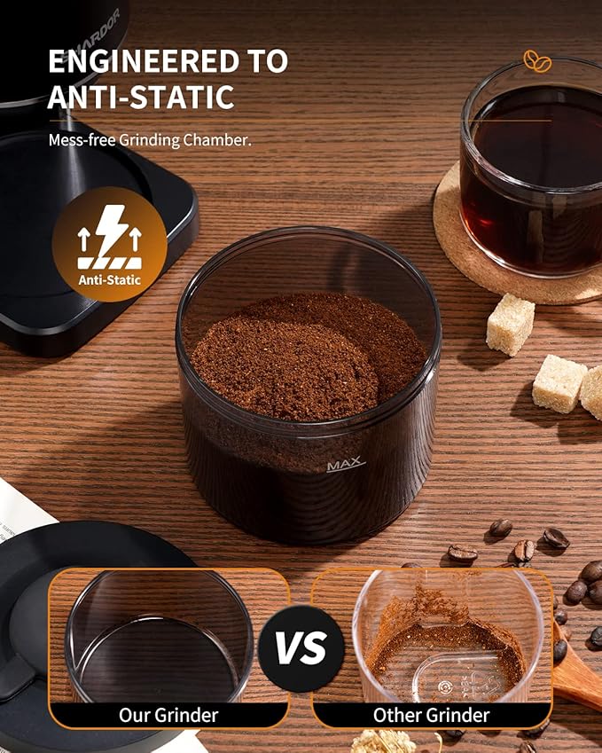 SHARDOR Conical Burr Coffee Grinder, Electric Coffee Bean Grinder with 35 Grind Settings, Adjustable for 2–12 Cups, Anti-Static Design, Black