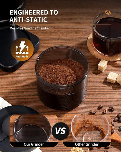 SHARDOR Conical Burr Coffee Grinder, Electric Coffee Bean Grinder with 35 Grind Settings, Adjustable for 2–12 Cups, Anti-Static Design, Black