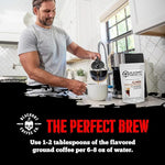 Load image into Gallery viewer, Blackout Coffee Climax Amaretto, Irish Cream &amp; Kahlua Flavored Ground Coffee – Medium Roast, Smooth Taste, Guilt-Free Indulgence – Freshly Roasted 12oz Bag.