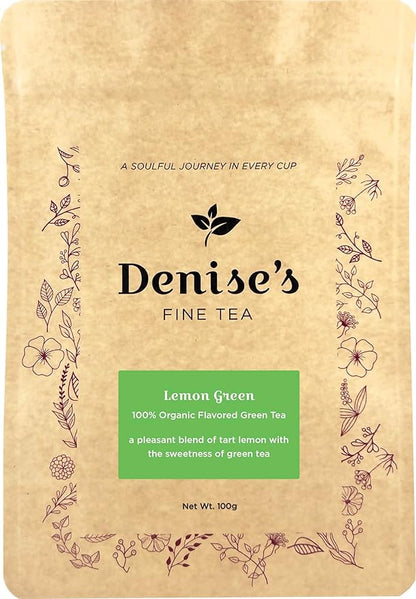 Denise's Fine Tea, USDA Organic, Lemon Green, Flavoured Green Tea, Loose Leaf (100g)