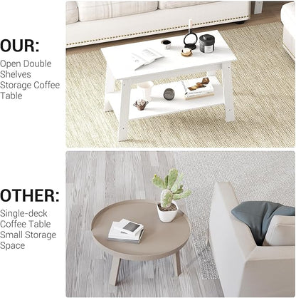 31.5 Inch Coffee Table with 2-Tier Storage – Modern Industrial Farmhouse Coffee Table for Living Room, Compact Durable MDF & Particle Board, Easy Assembly, Black Center Table for Living Room or Office