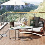 Load image into Gallery viewer, aboxoo Coffee Table Nesting Side Round Set of 2 End Table Green Art Table Top Sturdy Metal Frame Desk Centerpiece Living Room Bedroom Apartment Modern Industrial Simple Nightstand