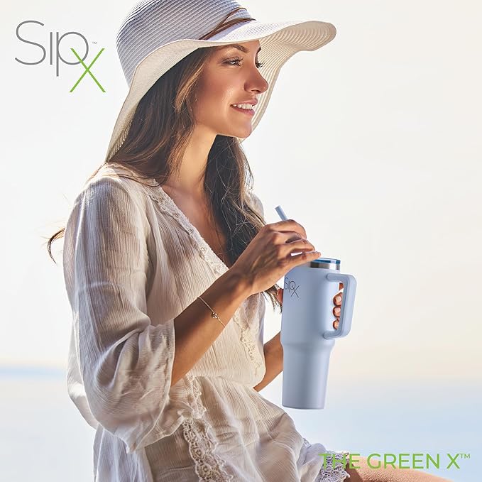 SIPX™ Insulated Tumbler With Lid And Straw, 30oz. Tumbler With Handle Keeps Cold 12 Hours, Water Bottle Thermos With Lid, BPA-Free Reusable Insulated Coffee Tumblers, Travel Mug Great For Beach Party