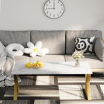 Load image into Gallery viewer, Coffee Table Living Room Table White Center Table, Simple Modern Faux Marble Rectangular Tea Tables with Sturdy Gold Metal Frame,Industrial Wooden Coffee Table for Bedroom Home Office