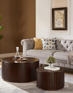 Load image into Gallery viewer, Round Coffee Table Set of 2, Nesting Coffee Tables with Removable Lid, Mid Century Modern Wooden End Table with Large Storage Space for Living Room