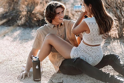 HYDRO CELL Stainless Steel Insulated Water Bottle with Straw - For Cold & Hot Drinks - Metal Vacuum Flask with Screw Cap and Modern Leakproof Sport Thermos for Adults (Black 40oz)