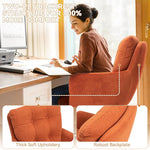 Load image into Gallery viewer, Flannel Office Chair, Comfy Home Office Desk Chairs with Lumbar Support, Modern Velvet Desk Chair Gold Legs Small Swivel Task Chair for Home Office, Bedroom, Study (Orange, L)