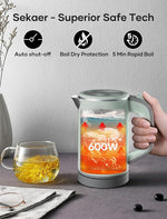 Load image into Gallery viewer, Sekaer Small Electric Tea Kettle Stainless Steel 0.8L Portable Travel Hot Water Boiler, Mini Electric Coffee Kettle with Auto Shut-Off &amp; Boil Dry Protection, Cordless Base &amp; Green