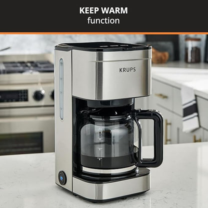 KRUPS Newer Model Drip Coffee Maker, 10-Cup, Silver